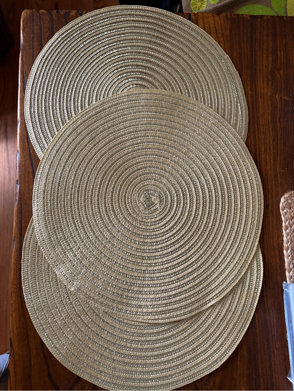 ▪️Gold Round Braided Placemats - Set of 3